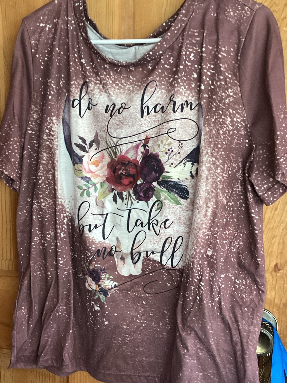 Do No Harm Floral Skull Graphic Tee - Mauve